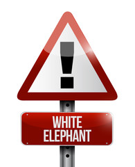 white elephant warning road sign illustration