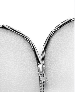 White leather texture background with zipper. Vector illustratio