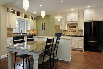Kitchen with granite island