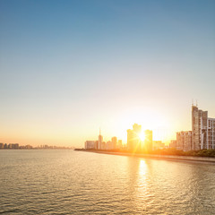 Obraz premium cityscape with sunset