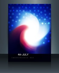 American flag independence day brochure card swirl wave vector