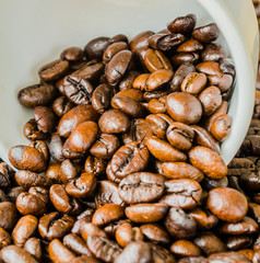 Coffee beans on cup