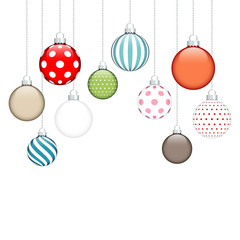 10 Hanging Christmas Balls Pattern Retro