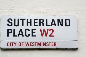Sutherland Place a London street sign