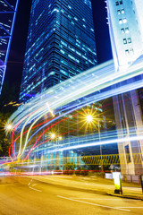 Fototapeta na wymiar Traffic trail in Hong Kong at night