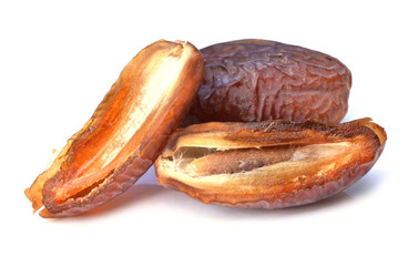 Fresh dates over white background