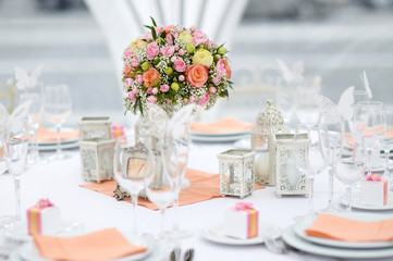 Table set for an event party or wedding reception