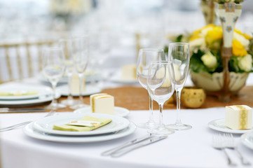 Table set for an event party or wedding reception