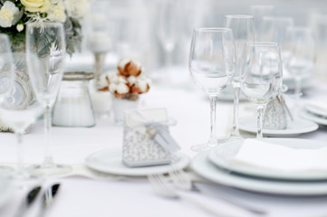 Table set for an event party or wedding reception