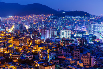 Busan city in South Korea at night