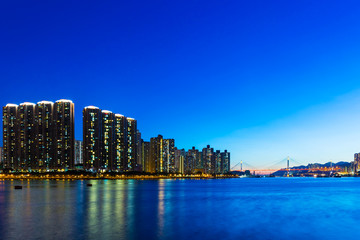 City in Hong Kong at night