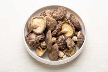 Dried mushroom on the bowl