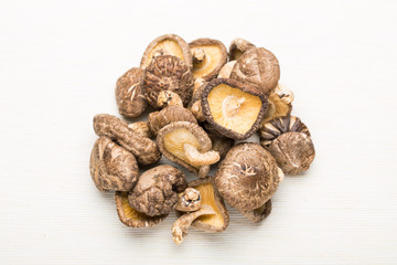 Dried mushroom isolated on white