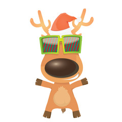 christmas greeting card design. hipster reindeer with sunglasses