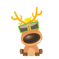 christmas greeting card design. hipster reindeer with sunglasses