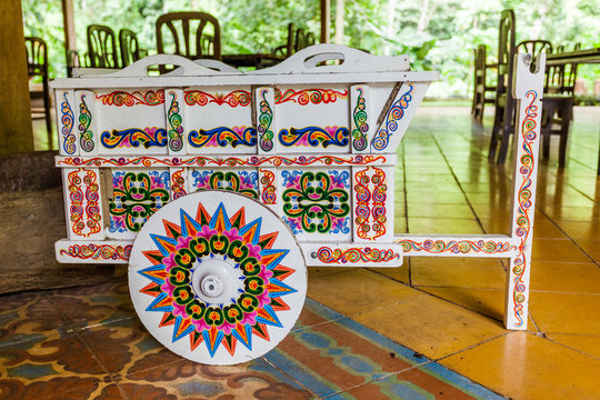Traditional decorated,Costa Rican ox cart