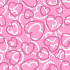 Fototapeta premium Seamless pattern with hearts on pink