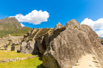 Inca Wall in Machu Picchu, Peru, South America