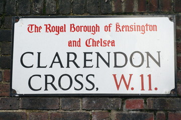 Clarendon cross street sign in Nottinghill London