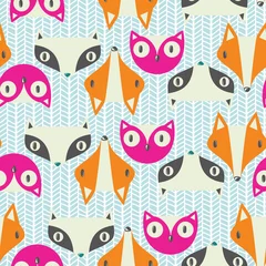 Fotobehang Seamless pattern with cute funny animals © tets