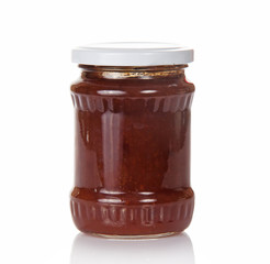 Fruit jam in bank with cover