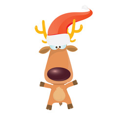 kids merry christmas illustration with reindeer