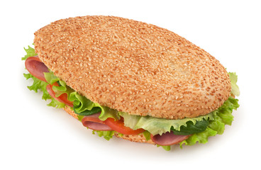 sandwich with ham and vegetables