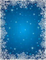 blue background with  frame of snowflakes, vector