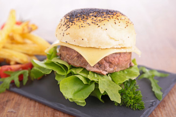 burger and french fries