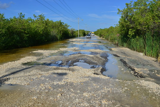 A poor road in Mexico.