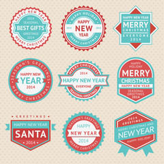Set stickers and badges for Christmas cards