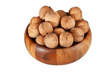 Walnuts in wooden bowl