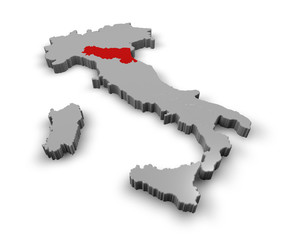 Cartina Italia 3d regioni Emilia Romagna