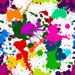 Seamless colorful ink color splats pattern