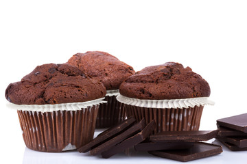 muffins isolated  with chocolate chips