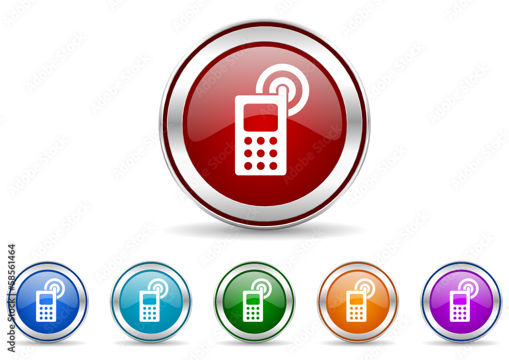 Poster phone icon vector set