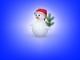 Obraz premium 3D snowman with Santa Claus hat