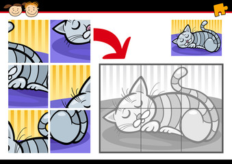 cartoon sleeping cat jigsaw game