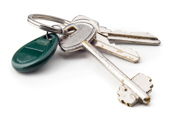 The keys to open the house's door and the electronic lock