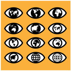 world map sign in the eye,eye sign,vision concept ,world symbol