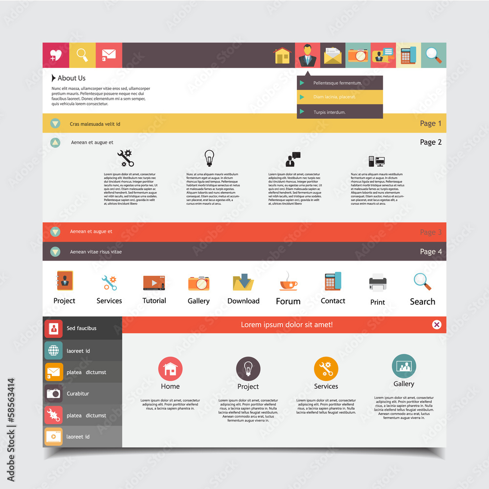 Sticker flat vector website template for business