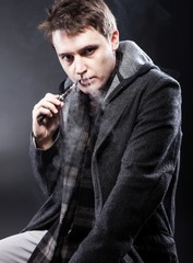 Man smoking electronic cigarette