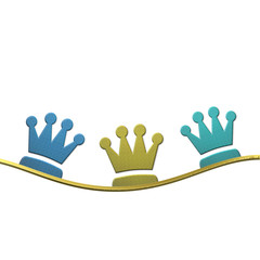 crowns  of gold and colors three wise men isolated, christmas ca