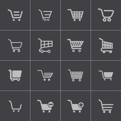 Vector black  shopping cart  icons set
