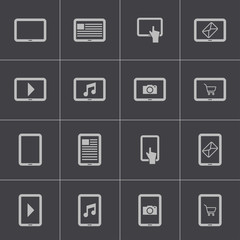 Vector black tablet icons set