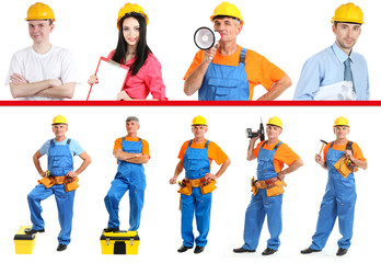 Obraz na płótnie Canvas Industrial workers with yellow helmet