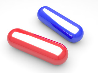 Red capsule and blue capsule. Make a choice.