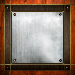 square metal with wooden frame