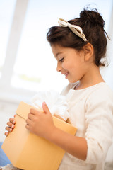 happy child with gift box