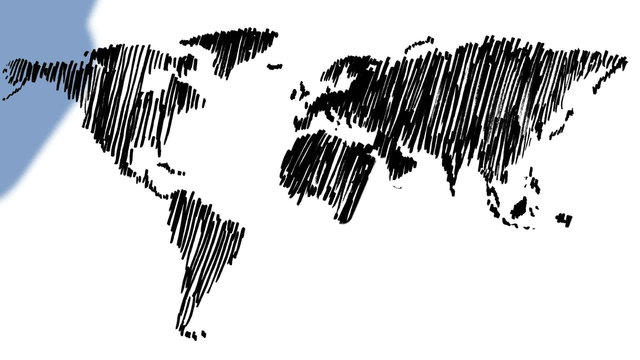Slowly gestating world map